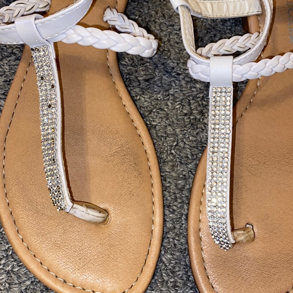 Joe Boxer White Rhinestone Sandals - Picture 2 of 4